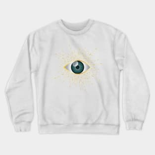 Teal Green Evil Eye Gold Eyelashes Sun Moon Star Nazar Mati Talisman Crewneck Sweatshirt